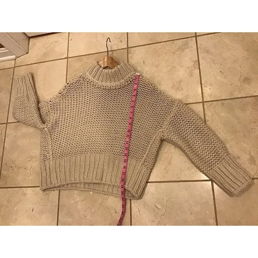 Free People My Only Sunshine Fisherman Sweater Women S Cream Chunky Knit Mock